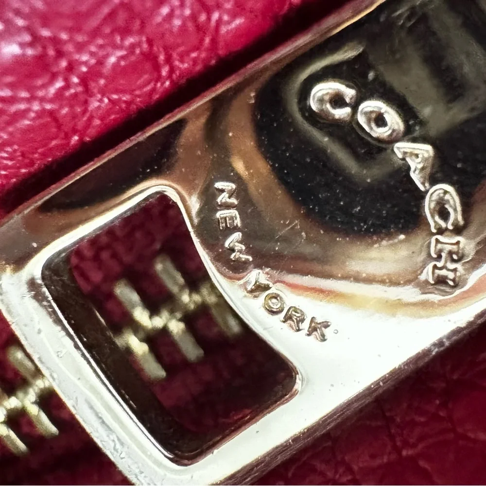 COACH Isabella Vibrant RED Leather Bag Shoulder Pebble Gold Hardware Handbag.